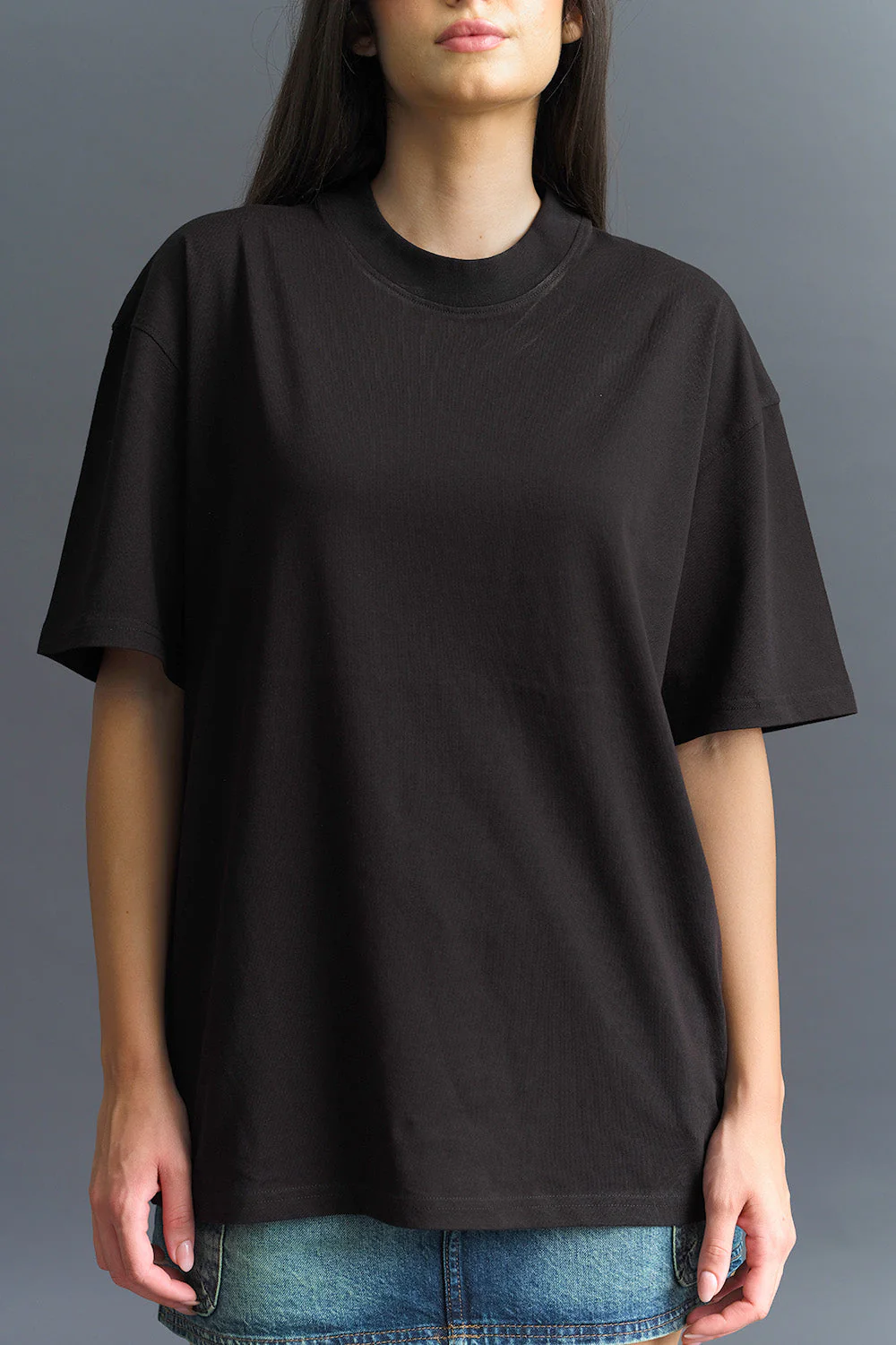 Solid Black Soft Jersey Oversized T-shirt - Image 5