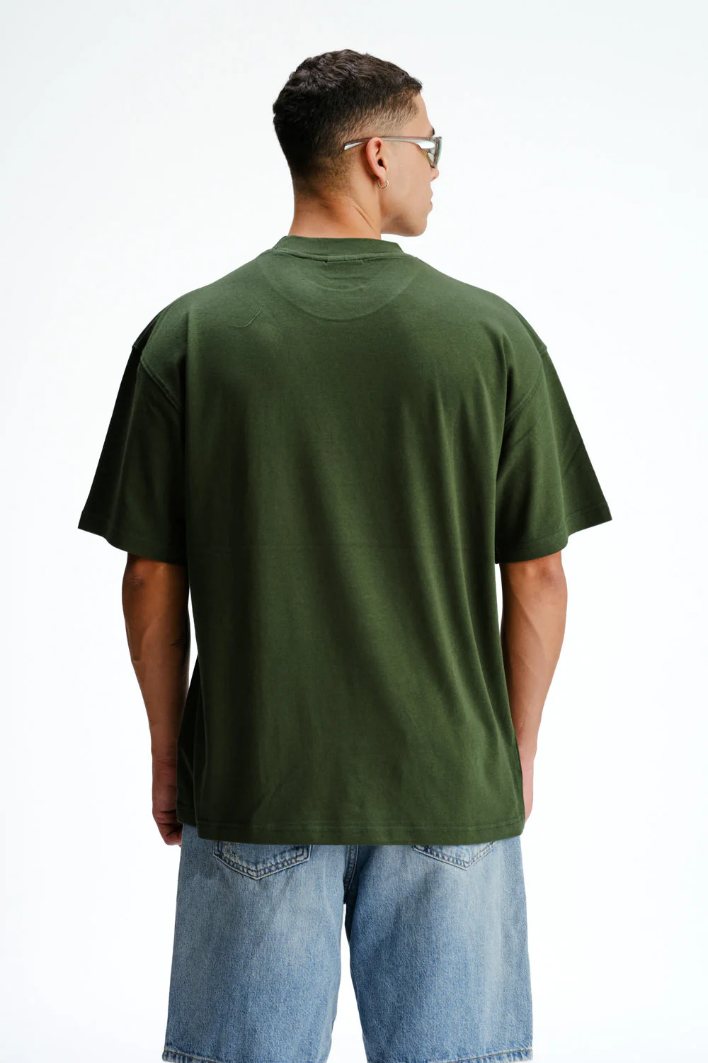 Solid Bottle Green Soft Jersey Oversized T-shirt - Image 7