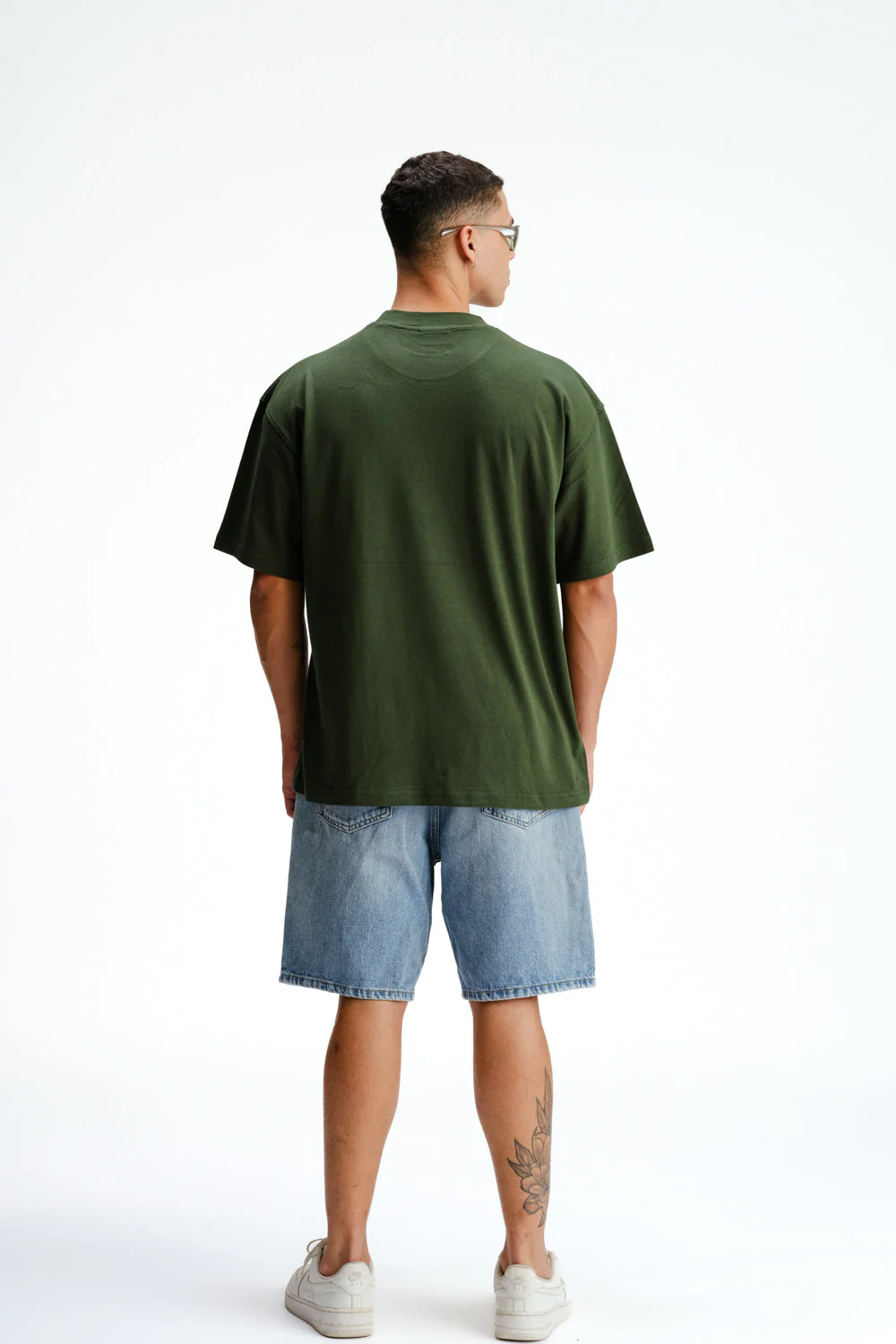 Solid Bottle Green Soft Jersey Oversized T-shirt - Image 8