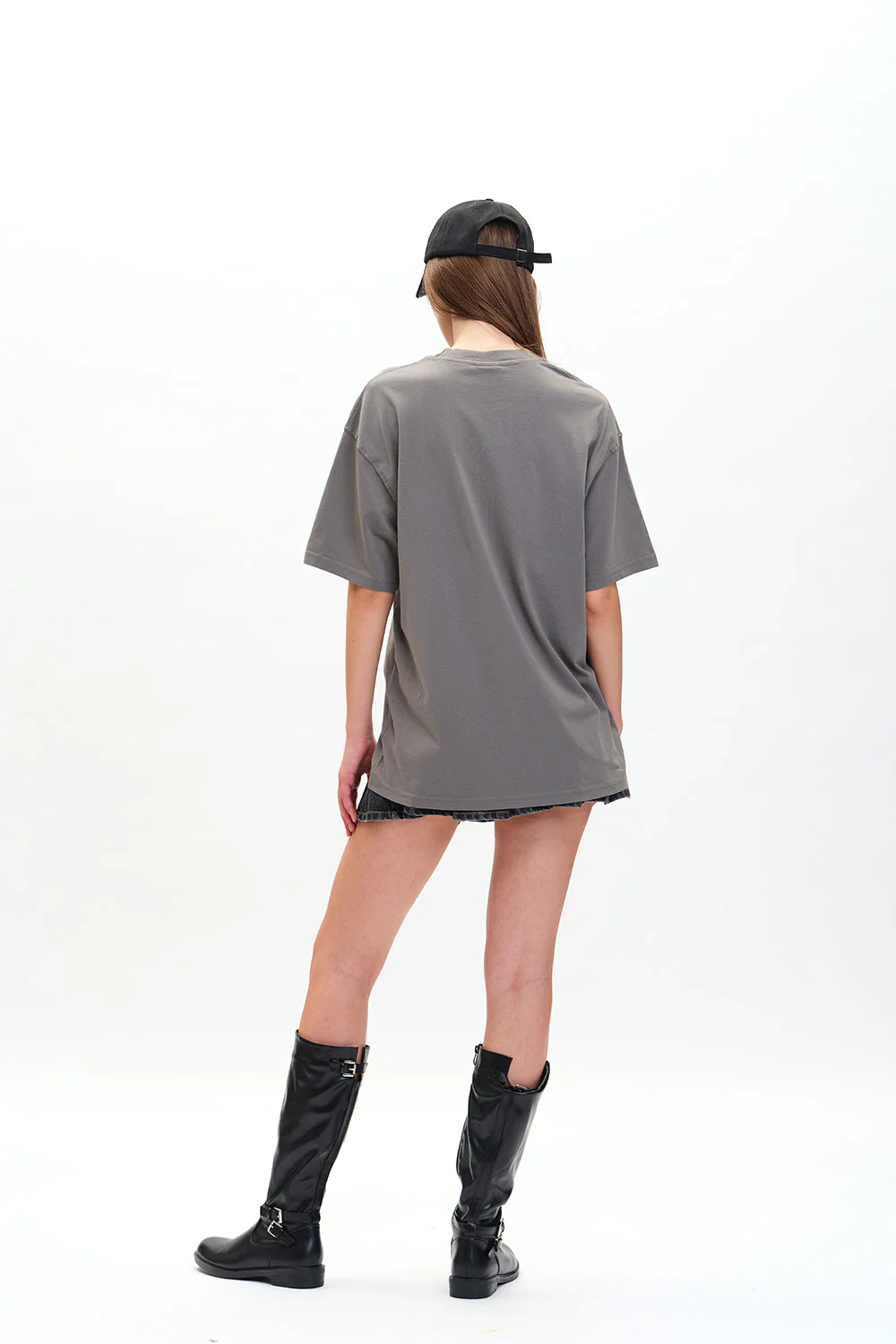 Solid Grey Soft Jersey Oversized T-shirt - Image 6