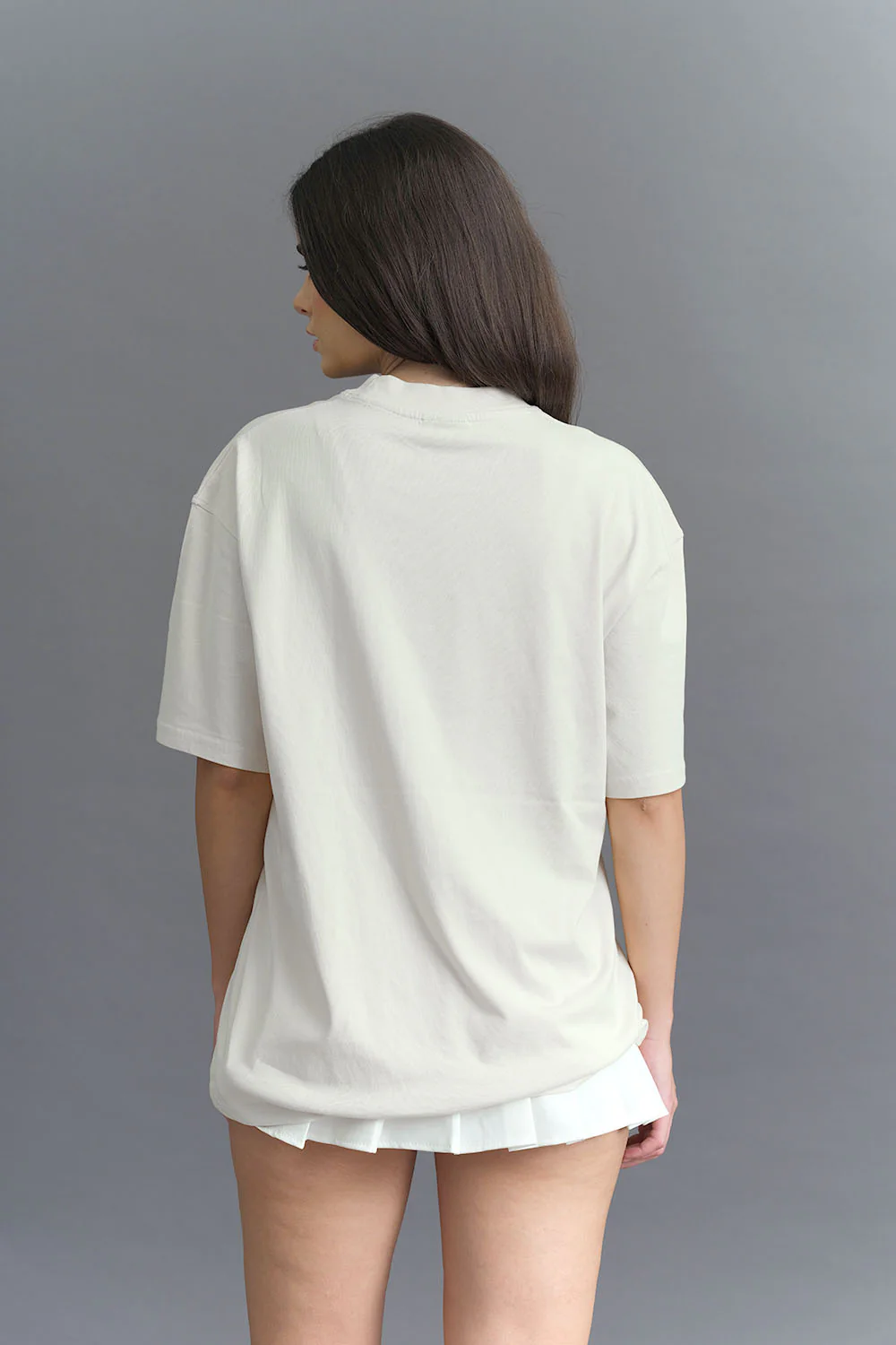Solid Off White Soft Jersey Oversized T-shirt - Image 7