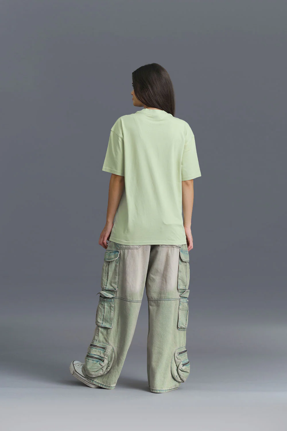 Solid Pastel Green Soft Jersey Oversized T-shirt - Image 8