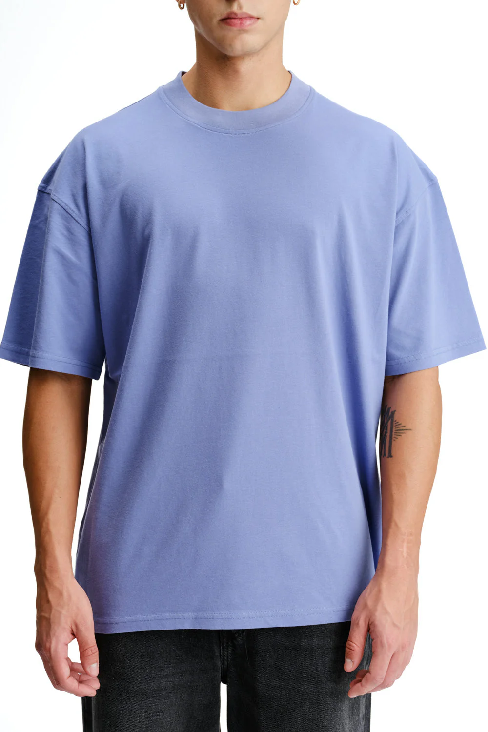 Solid Periwinkle Soft Jersey Oversized T-shirt - Image 2