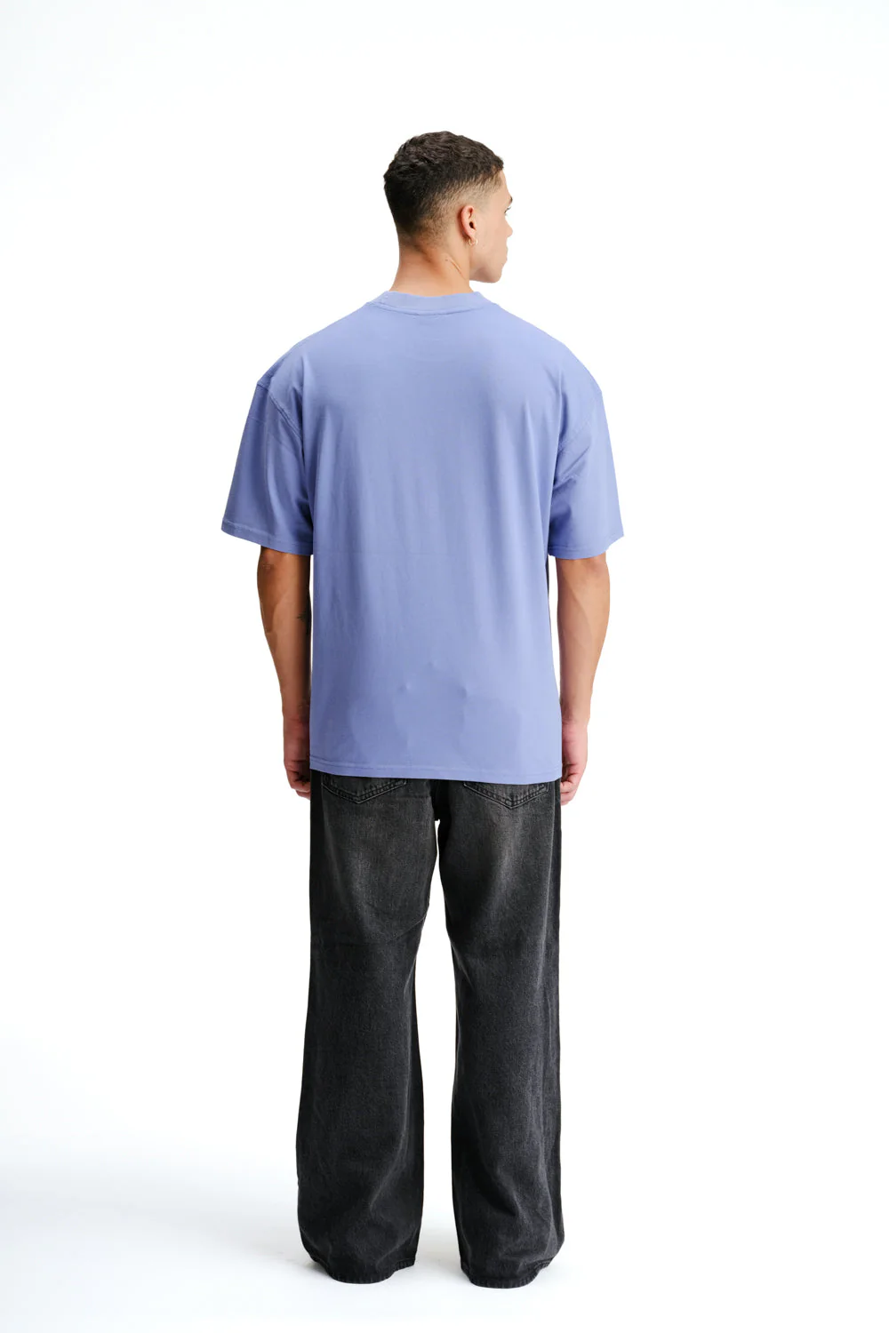 Solid Periwinkle Soft Jersey Oversized T-shirt - Image 9