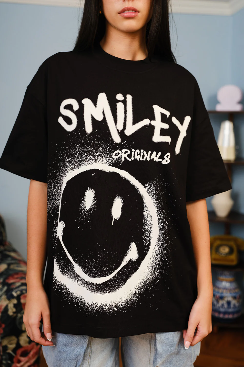 Spray Paint Smiley Oversized T-shirt - Image 2