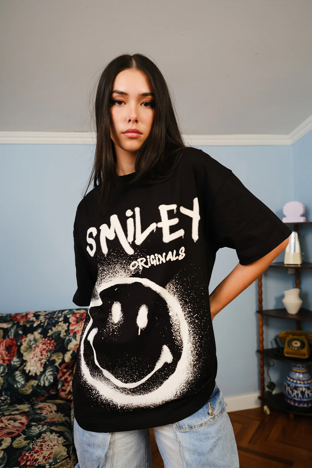 Spray Paint Smiley Oversized T-shirt - Image 5