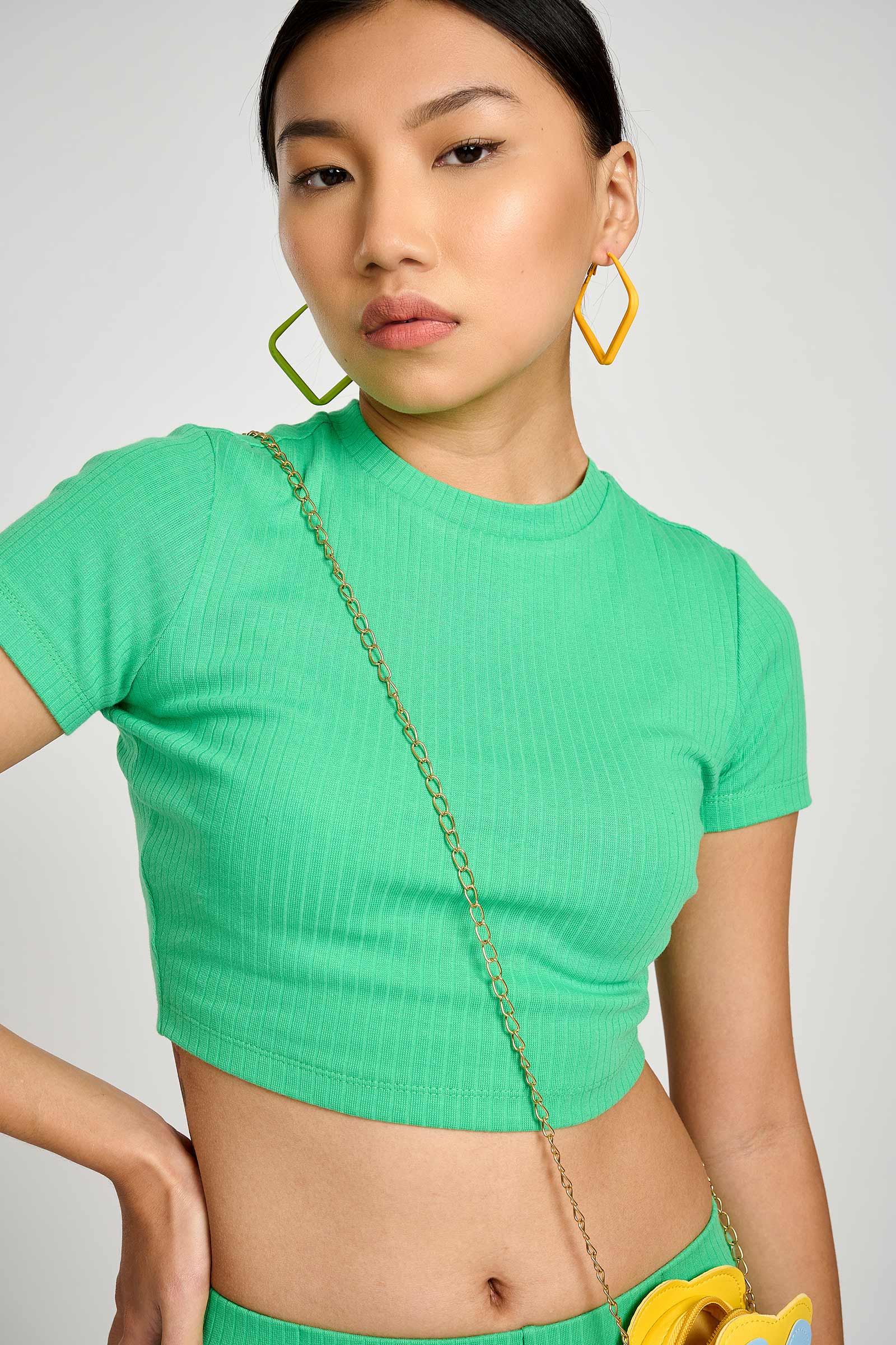 Spring-Green Ribbed Biker Set - Image 3