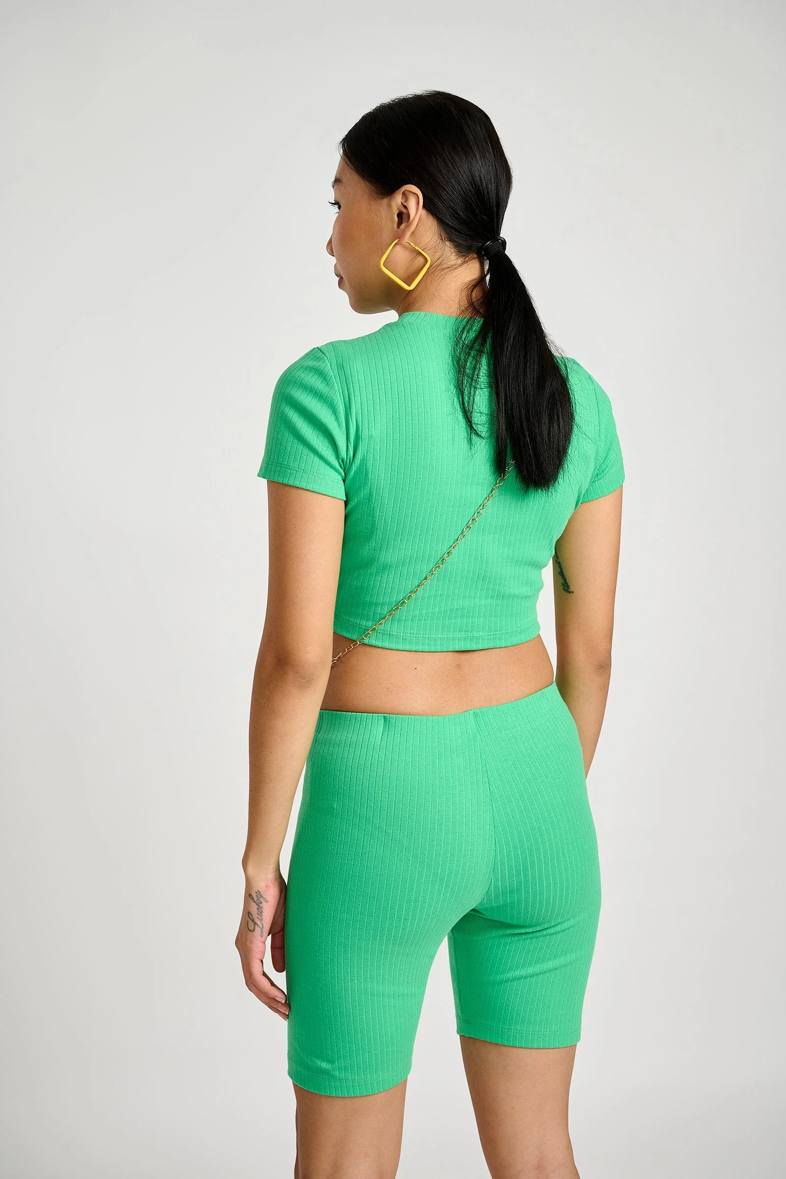 Spring-Green Ribbed Biker Set - Image 6
