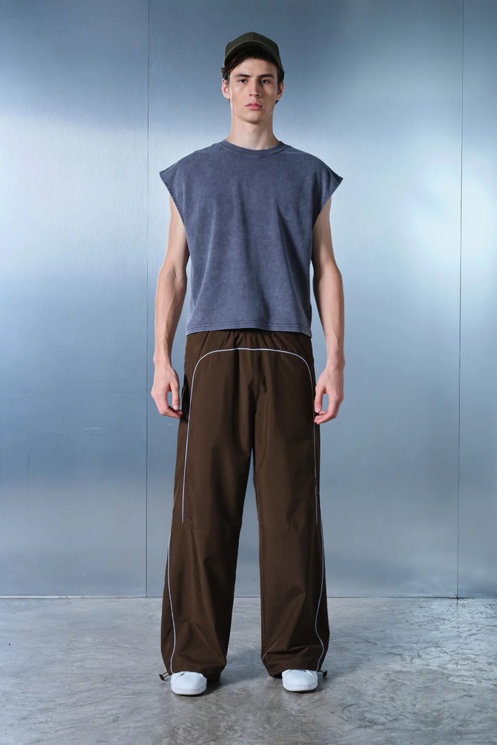 Tan Brown Sporty Deconstructed Loose Pants - Image 2