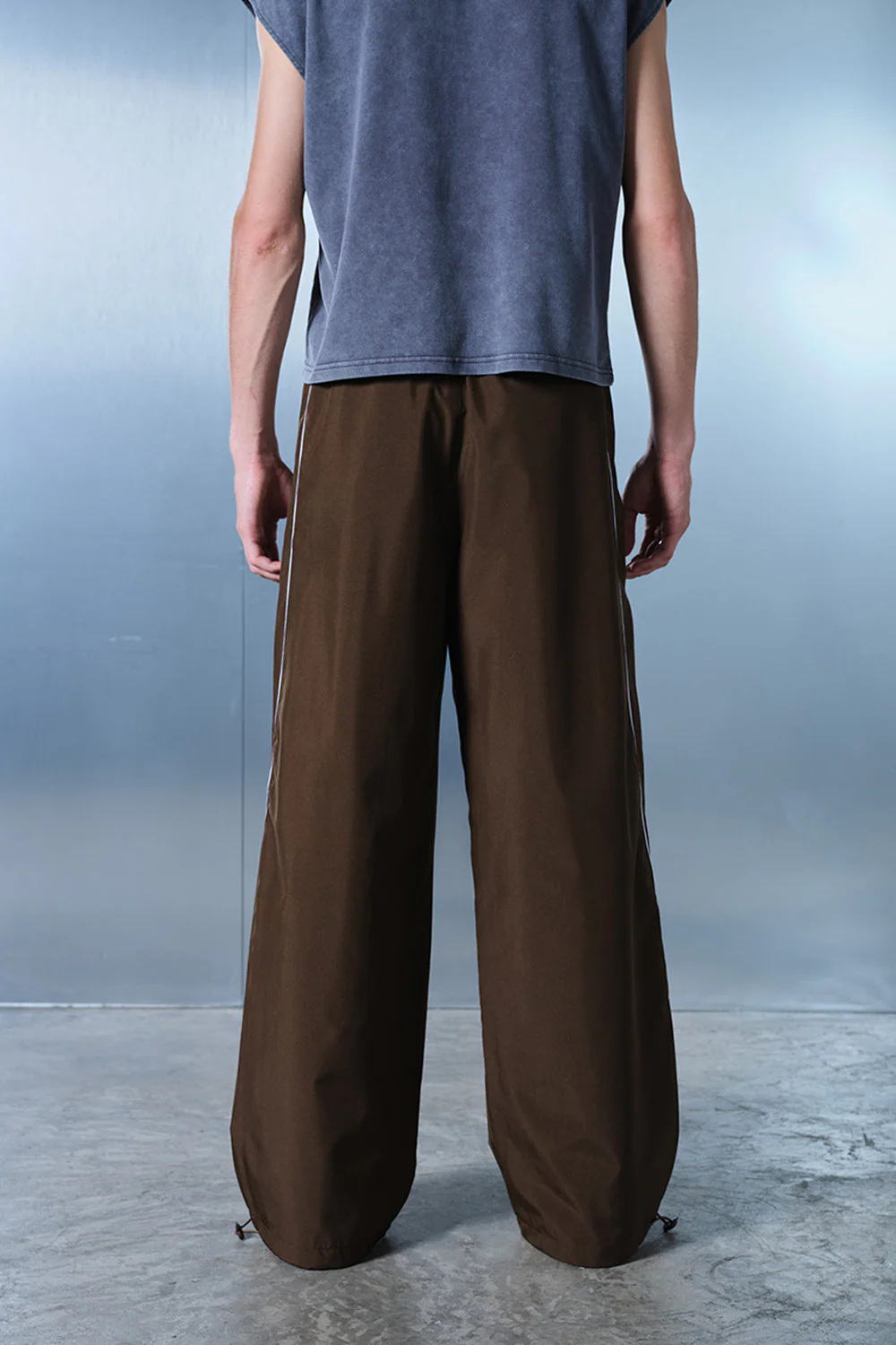 Tan Brown Sporty Deconstructed Loose Pants - Image 6