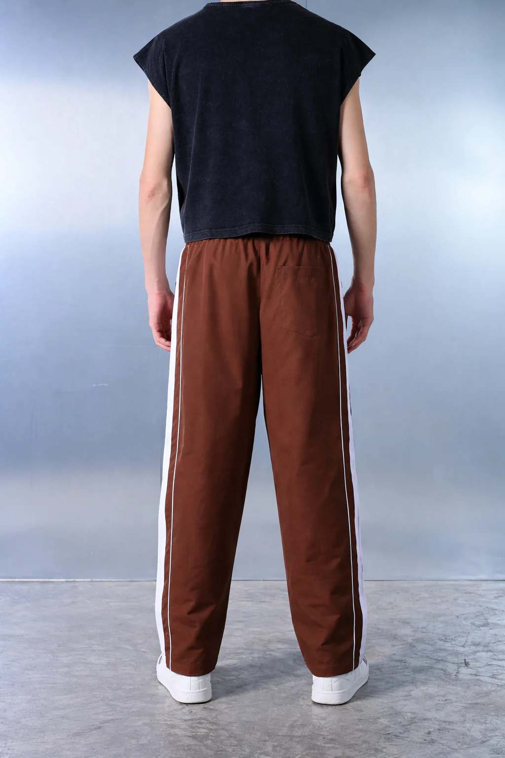 Tan Brown Tape Wide Leg Joggers - Image 4