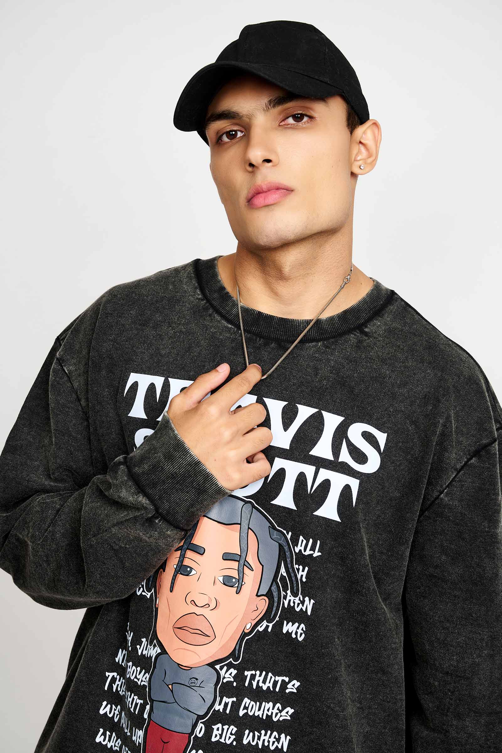 Travis Scott Faded Effect Heavyweight Sweatshirt - Image 3