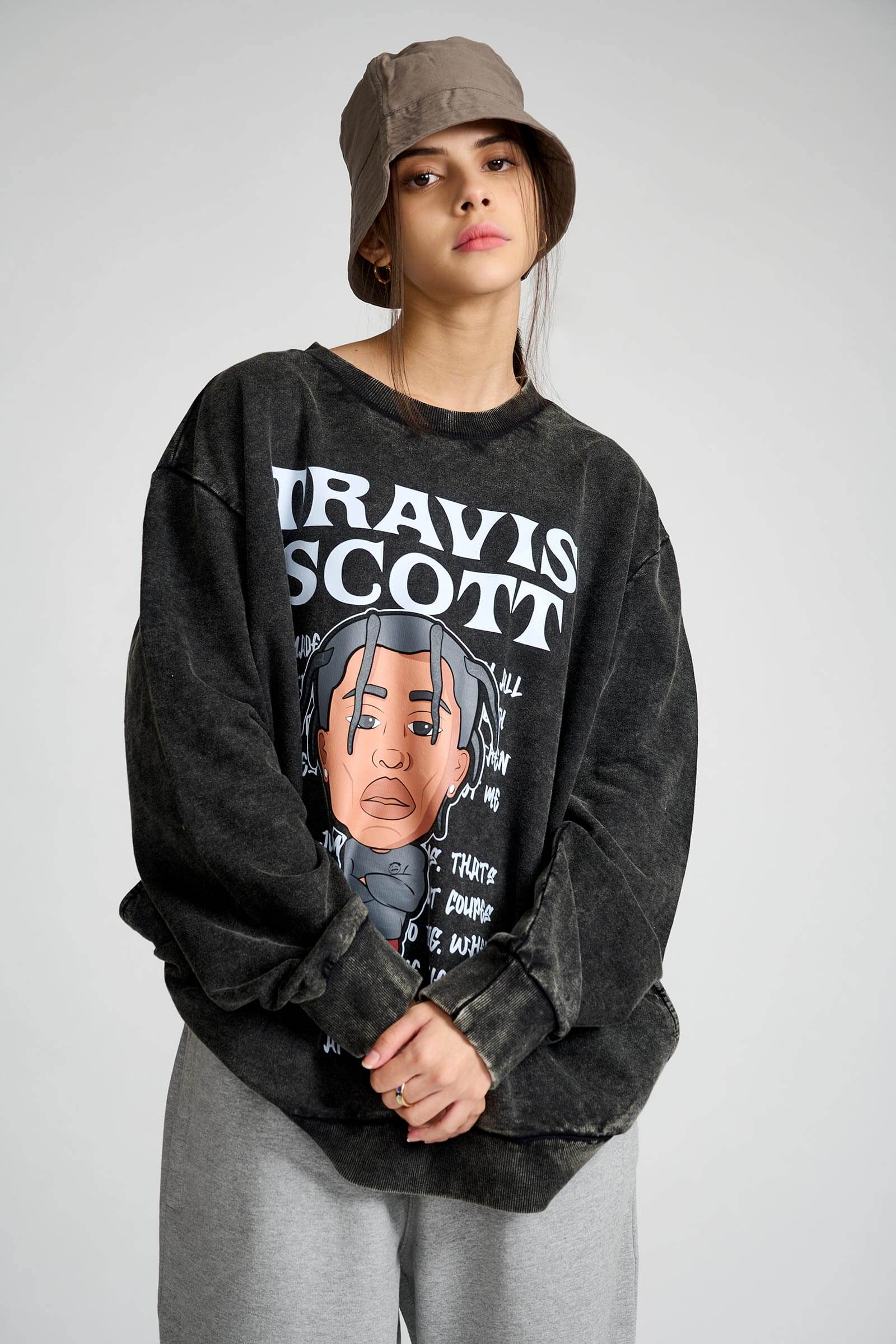 Travis Scott Faded Effect Heavyweight Sweatshirt - Image 4