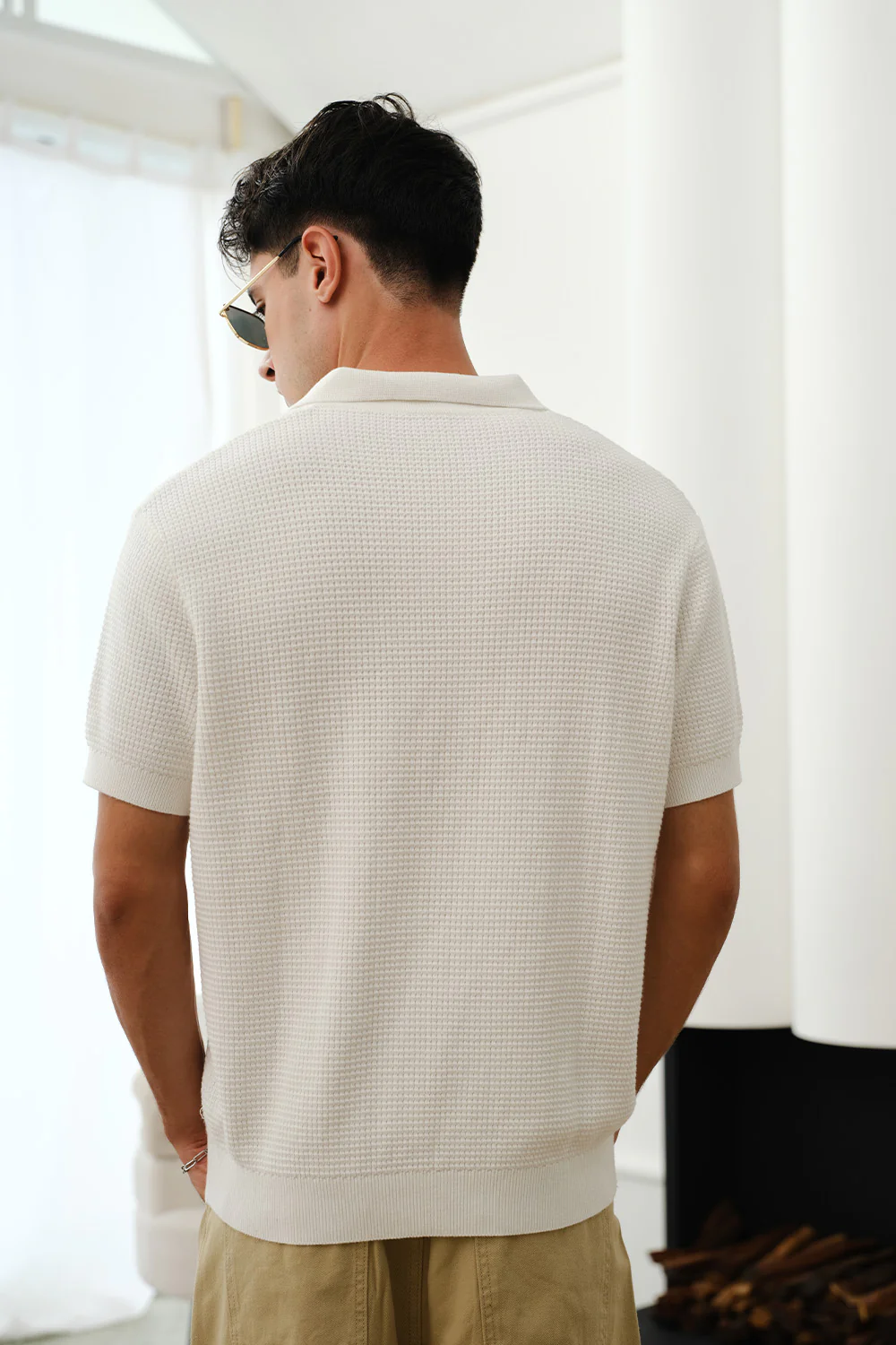 White Knit Polo T-shirt - Image 10