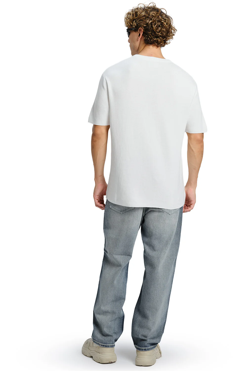 White Relaxed Fit Knit T-shirt - Image 6