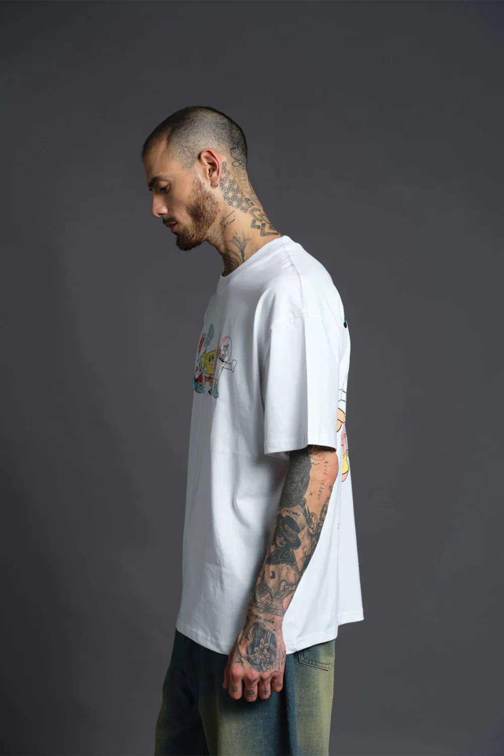 White Spongebob Be The Change T-shirt - Image 6