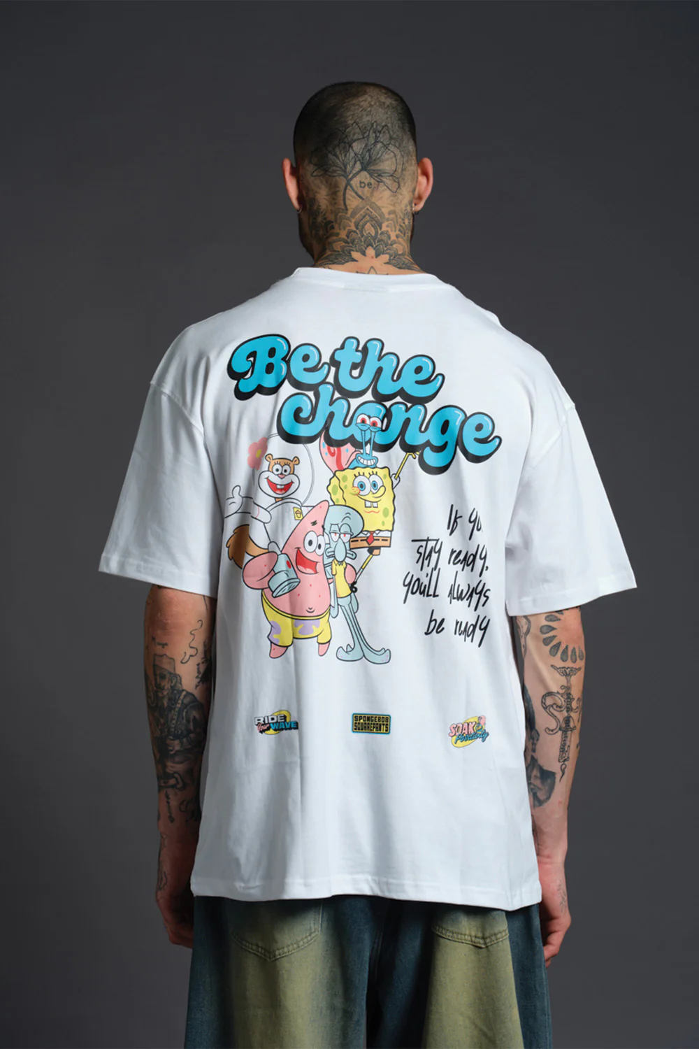 White Spongebob Be The Change T-shirt - Image 7