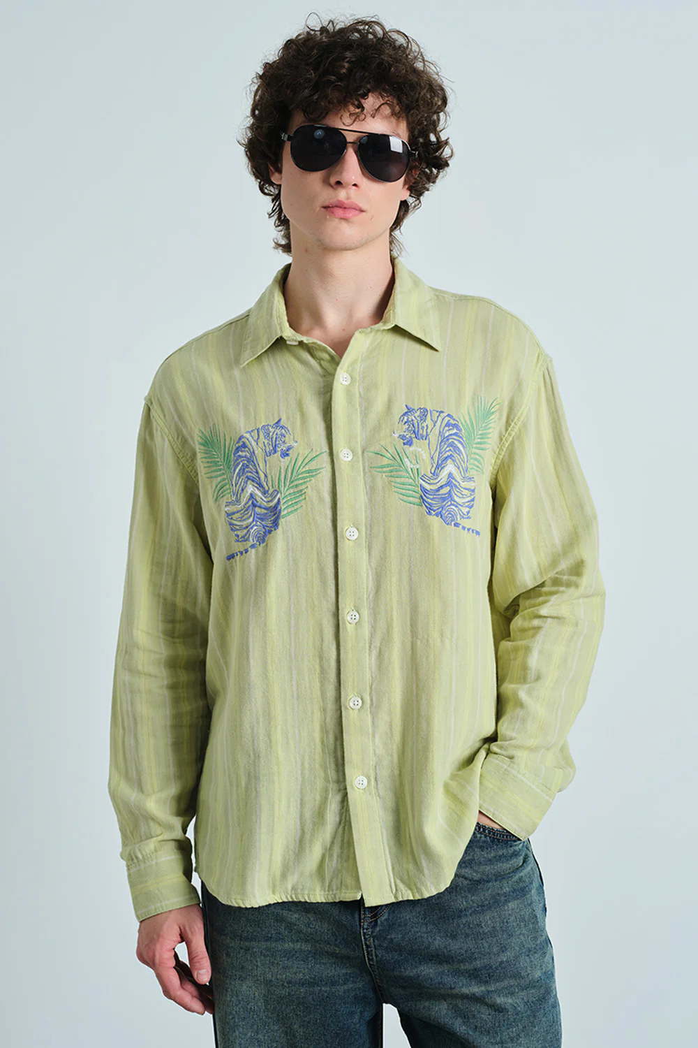 Yellow Tropic Stripe Shirt - Image 3