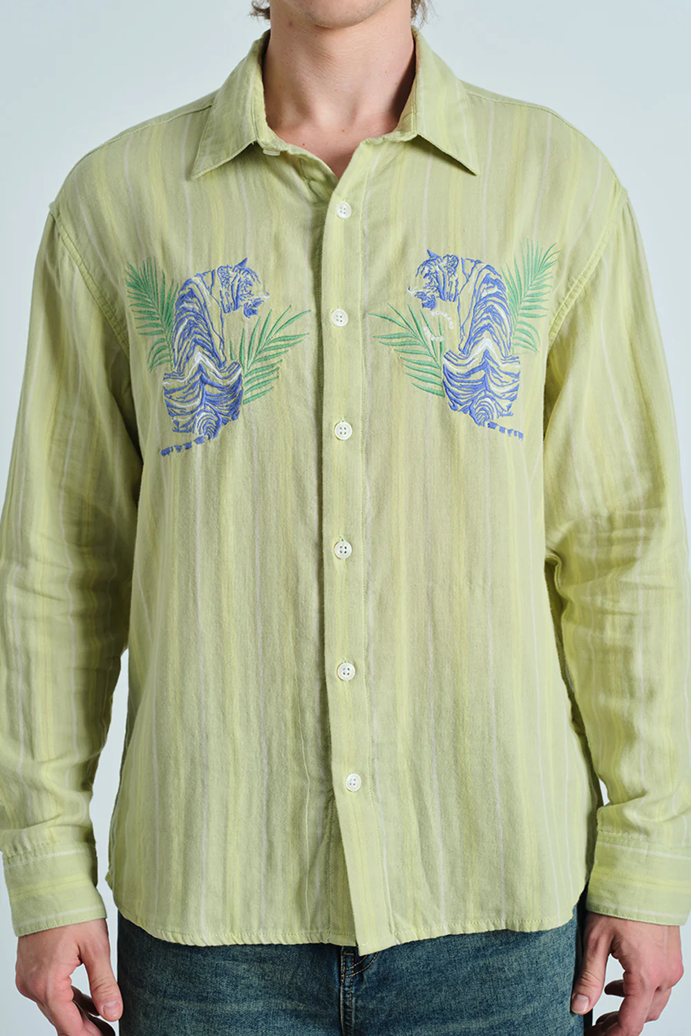 Yellow Tropic Stripe Shirt - Image 4