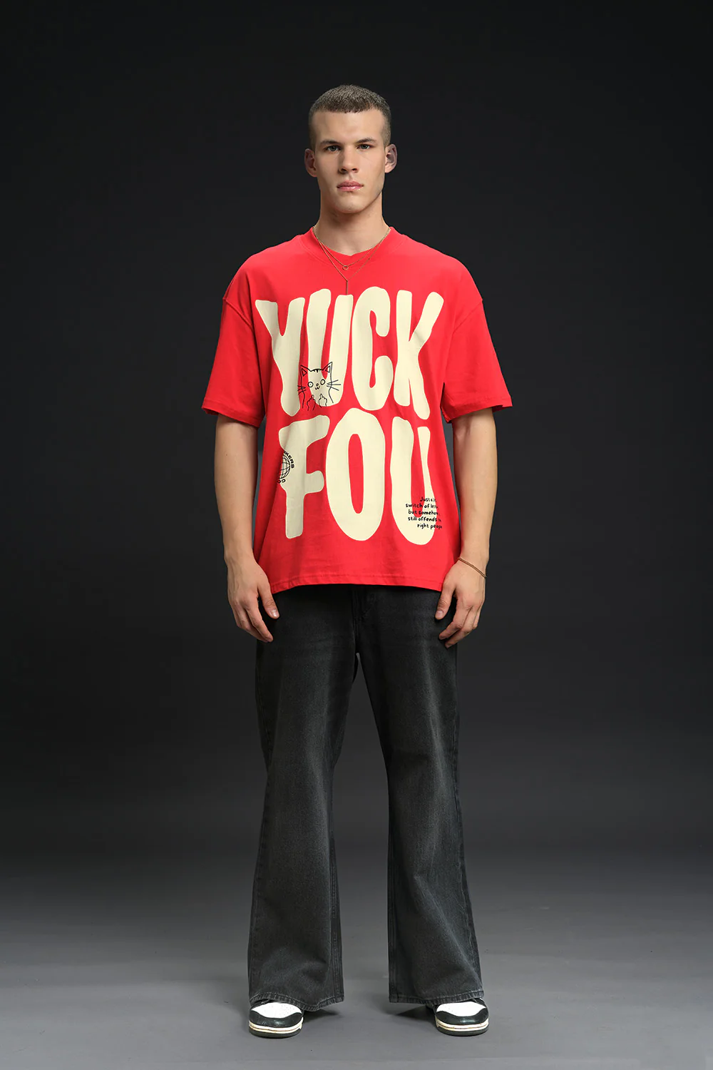 Yuck Fou Red Oversized T-shirt - Image 2