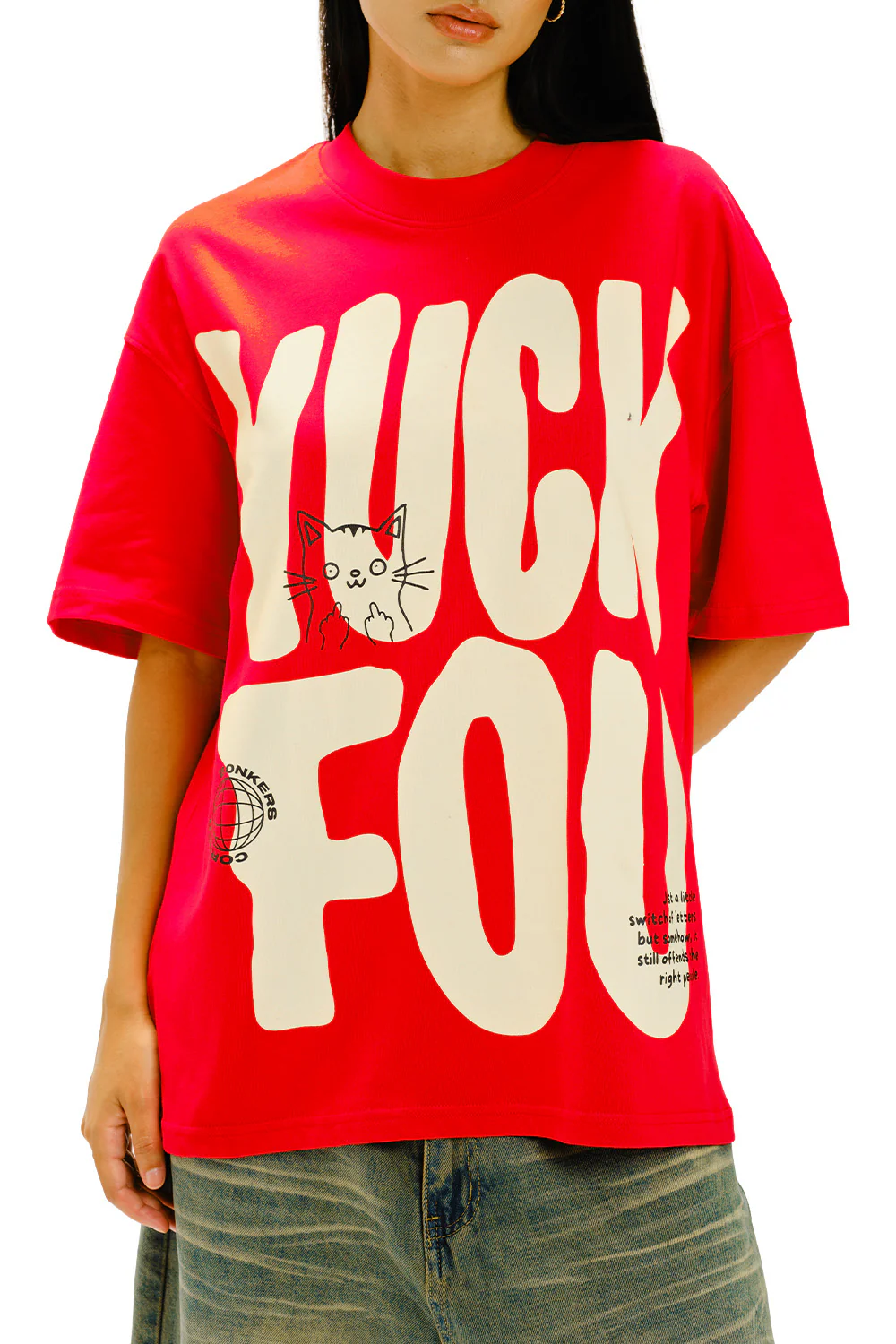 Yuck Fou Red Oversized T-shirt - Image 3