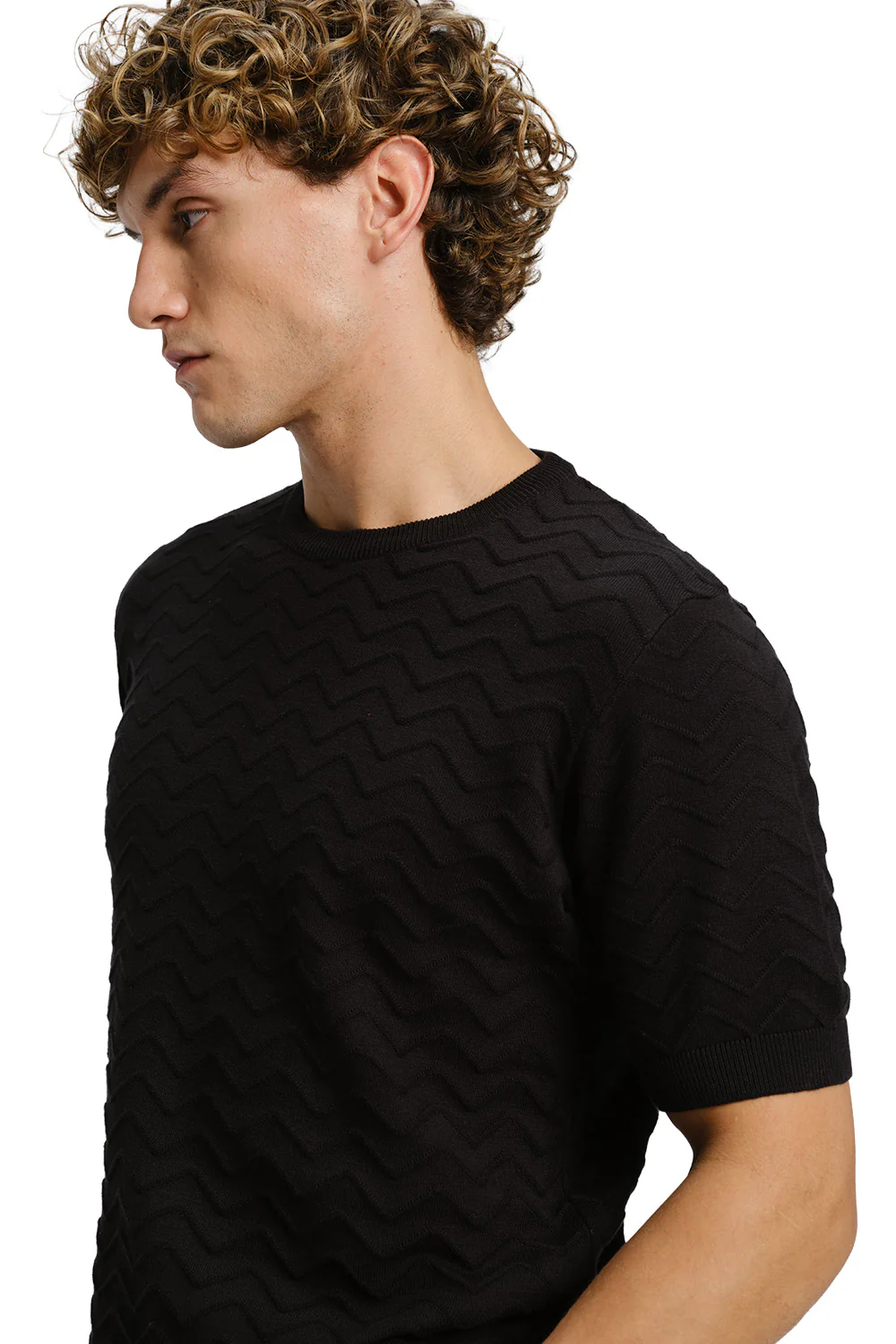Zigzag Black Knit T-shirt - Image 4
